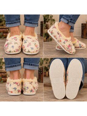 NWOT 70s House Shoes Size Medium 6.5 - 7.5 Fuzzy Insole